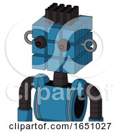 Poster, Art Print Of Blue Automaton With Cube Head And Red Eyed And Pipe Hair