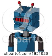 Poster, Art Print Of Blue Automaton With Cube Head And Round Mouth And Visor Eye And Double Led Antenna