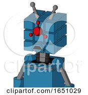 Blue Automaton With Cube Head And Sad Mouth And Cyclops Compound Eyes And Double Antenna