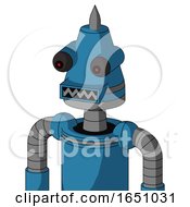 Blue Automaton With Cone Head And Square Mouth And Red Eyed And Spike Tip