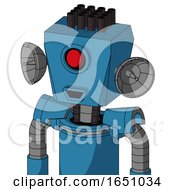 Poster, Art Print Of Blue Automaton With Box Head And Happy Mouth And Cyclops Eye And Pipe Hair