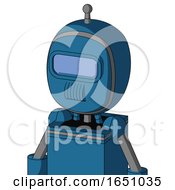Poster, Art Print Of Blue Automaton With Bubble Head And Speakers Mouth And Large Blue Visor Eye And Single Antenna