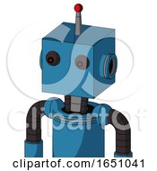 Blue Automaton With Box Head And Red Eyed And Single Led Antenna