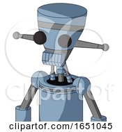 Blue Robot With Vase Head And Toothy Mouth And Two Eyes