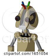 Army Tan Automaton With Droid Head And Teeth Mouth And Red Eyed And Wire Hair