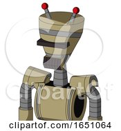 Army Tan Automaton With Vase Head And Dark Tooth Mouth And Black Visor Cyclops And Double Led Antenna