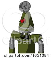 Army Green Automaton With Cone Head And Angry Cyclops Eye And Radar Dish Hat