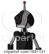 Black Automaton With Rounded Head And Square Mouth And Red Eyed And Single Led Antenna