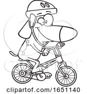 Poster, Art Print Of Cartoon Lineart Dog Riding A Bike