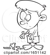 Poster, Art Print Of Cartoon Lineart Boy With A Broken Glass