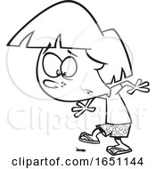 Cartoon Black And White Girl Careful Not To Step On An Ant by toonaday