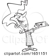 Poster, Art Print Of Cartoon Lineart Woman Holding Out Money