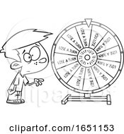Poster, Art Print Of Cartoon Lineart Boy Spinning A Wheel