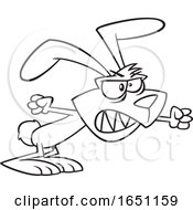 Cartoon Black And White Angry Rabid Rabbit