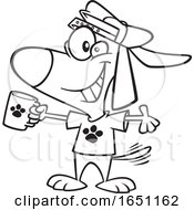 Cartoon Black And White Swag Dog Holding A Cup