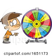 Poster, Art Print Of Cartoon Boy Spinning A Wheel