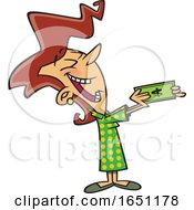 Cartoon Woman Holding Out Money