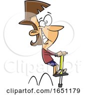 Cartoon Woman On A Pogo Stick
