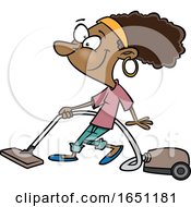 Cartoon Woman Vacuuming