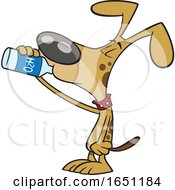 Cartoon Thirsty Dog Drinking Water