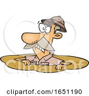 Poster, Art Print Of Cartoon Man Drowning In Quicksand
