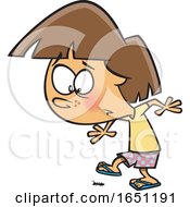 Cartoon Girl Careful Not To Step On An Ant