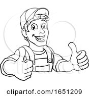 Handyman Cartoon Caretaker Construction Man Sign