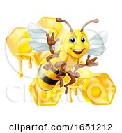 Poster, Art Print Of Bumble Bee Honey Comb Bumblebee Hive Cartoon