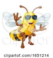 Poster, Art Print Of Cool Honey Bumble Bee In Sunglasses Cartoon