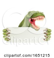 Poster, Art Print Of Dinosaur T Rex Holding Sign Cartoon