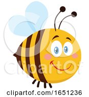 Cartoon Chubby Bee With Blue Wings