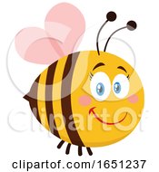 Poster, Art Print Of Cartoon Chubby Female Bee With Pink Wings