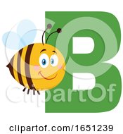 Poster, Art Print Of Cartoon Chubby Bee With The Letter B