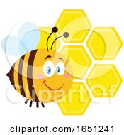 Poster, Art Print Of Cartoon Chubby Bee With Honeycombs