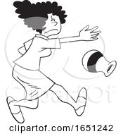 Poster, Art Print Of Cartoon Black And White Angry Woman Throwing A Vase