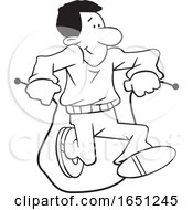 Cartoon Lineart Black Man Jumping Rope