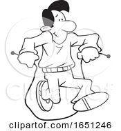 Poster, Art Print Of Cartoon Black And White Man Jumping Rope