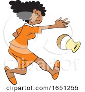 Cartoon Angry Black Woman Throwing A Vase