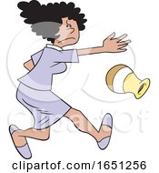 Cartoon Angry Hispanic Woman Throwing A Vase