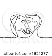 Poster, Art Print Of Man And Dog Face Side Continuous Line