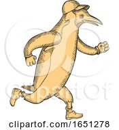 Poster, Art Print Of Penguin Runner Running Drawing