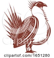Retro Woodcut Male Greater Sage Grouse Bird
