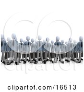 Crowd Of Businessmen Standing Together Symbolizing Teamwork Or Cloning Clipart Illustration Graphic