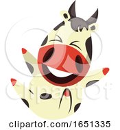 Cow Mascot Rolling On The Floor And Laughing by Morphart Creations