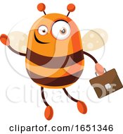 Poster, Art Print Of Chubby Bee Mascot Flying With A Briefcase