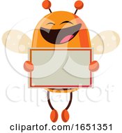 Poster, Art Print Of Chubby Bee Mascot Holding A Sign