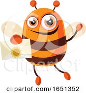 Poster, Art Print Of Chubby Bee Mascot Holding A Letter