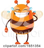 Poster, Art Print Of Chubby Bee Mascot Laughing And Crying