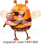 Poster, Art Print Of Chubby Bee Mascot With A Lolipop