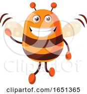 Poster, Art Print Of Chubby Bee Mascot Waving